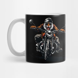 a badass tiger riding a classic motorcycle Mug